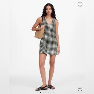 V-Neck Mini Vest Dress in Gingham